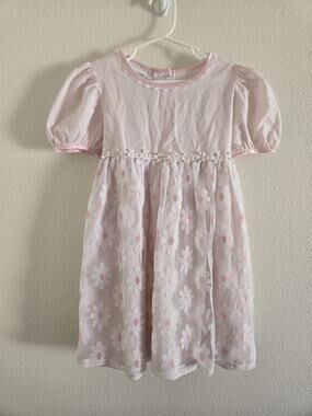Vintage Jo Lene Pink Floral Lace Girls Dress Size 6x Tea Party Cottage Prairie